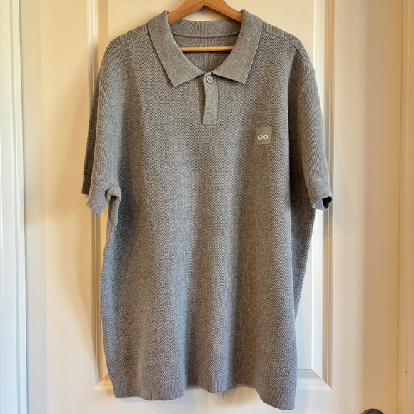 Alo Sports Club Sweater Knit Polo Grey Size XL - Picture 4 of 15
